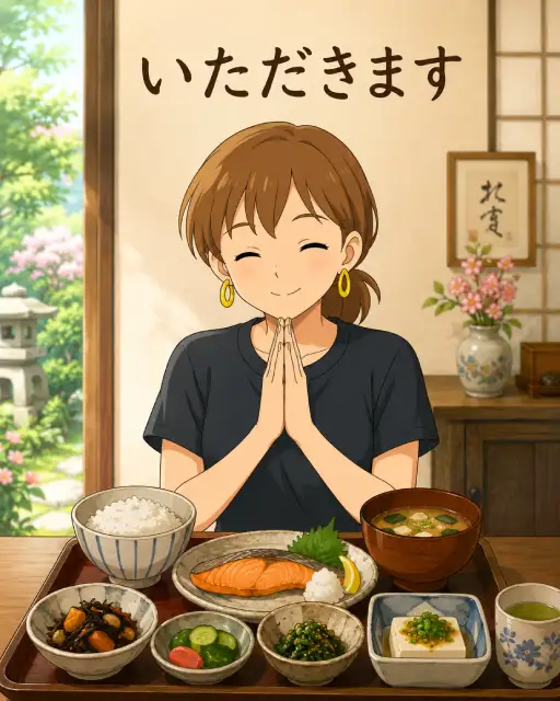 Illustration pour l'expression itadakimasu